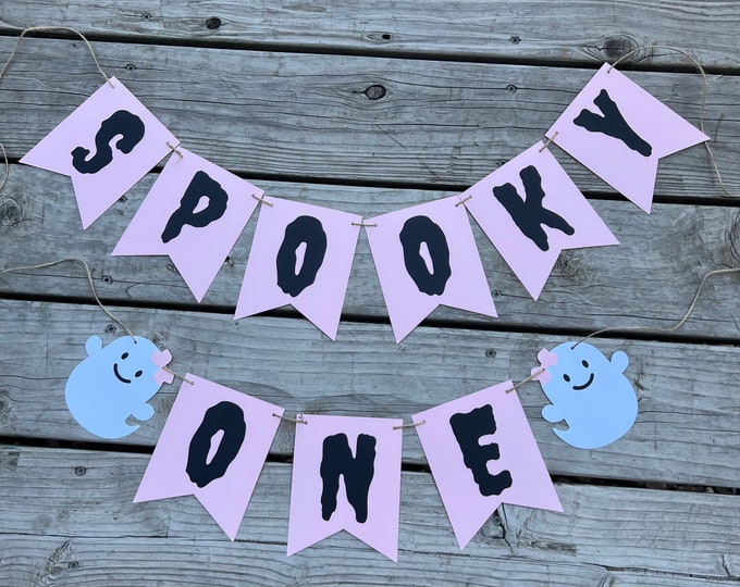 Spooky one birthday banner, spooky one party decorations, spooky  one party decor, ghost banner, ghost birthday banner, Ghost first birthday