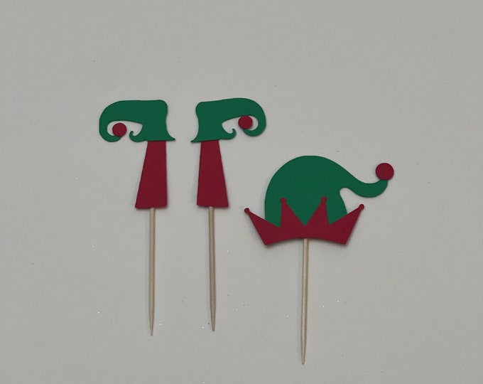Elf cupcake toppers, elf toppers, Christmas elf cupcake toppers,Christmas elf toppers, Christmas toppers, Christmas cupcake toppers