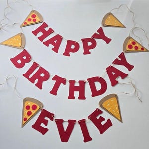 Pizza banner, pizza garland, pizza birthday banner, pizza happy birthday banner, pizza party decorations