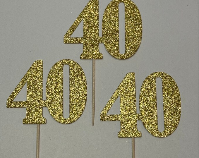 40 cupcake topper, forty birthday cupcake toppers, 40th birthday cupcake toppers, 40 toppers, set of 12