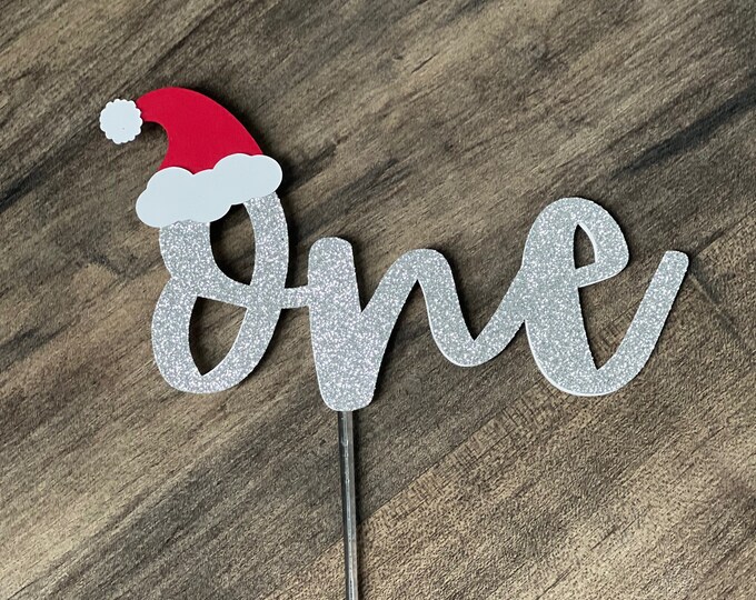 Santa cake topper, Santa hat cake topper, Christmas cake topper, Christmas birthday cake topper, one cake topper, Im one cake topper