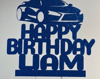 Sports Car Birthday Cake Topper: First Car Theme
