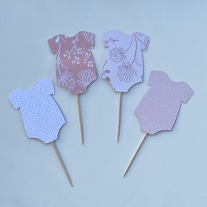 Onesie Cupcake Toppers: Baby Shower Decorations, Set of 12