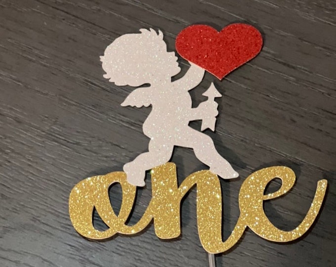 Valentines one cake topper, Cupid cake topper, first birthday cake topper, one Cupid cake topper, Cupid topper, valentines first birthday