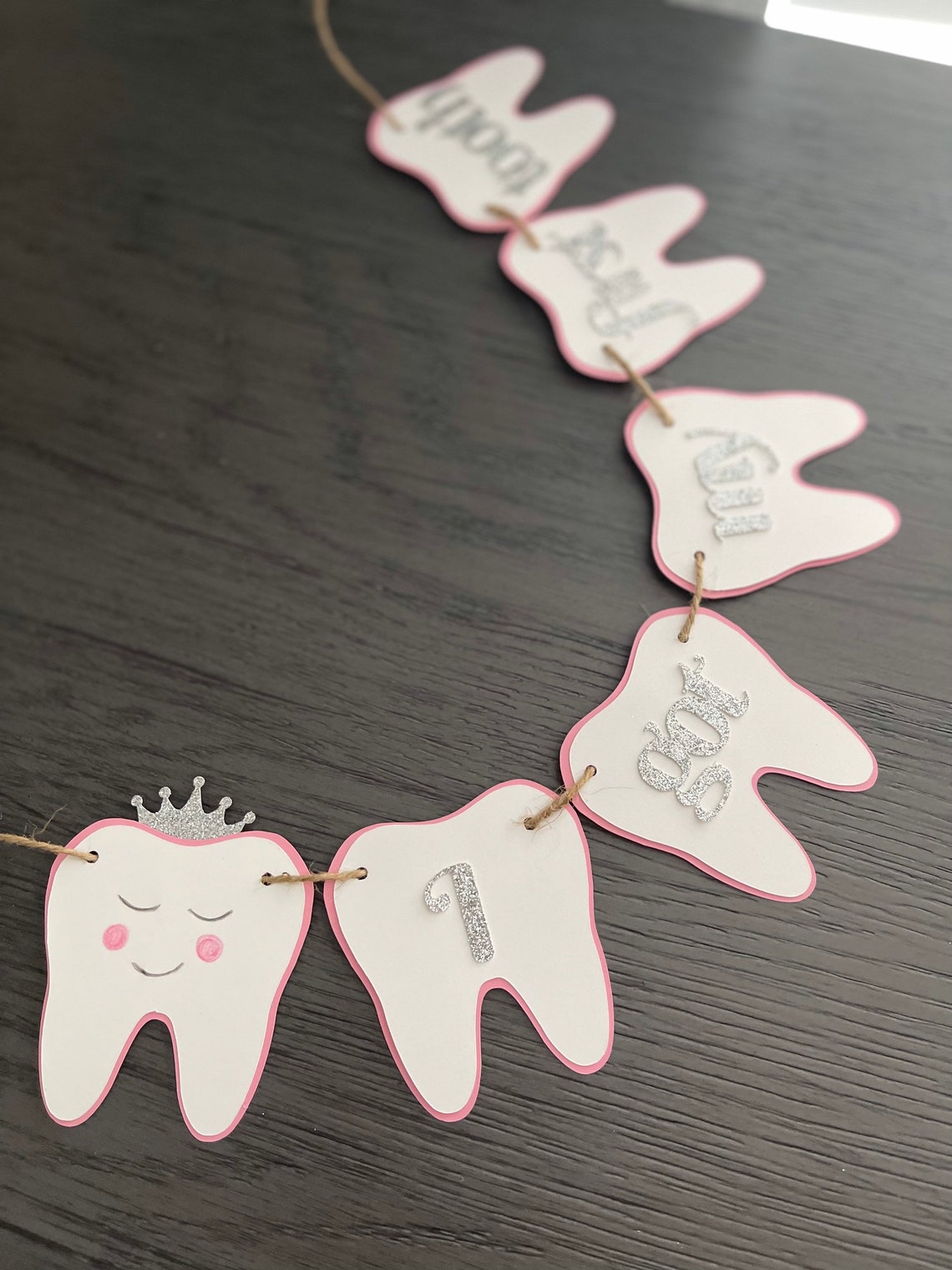 Tooth Fairy Bunting Banner – First Tooth Party Decor, Blue Cardboard