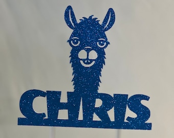 Custom Llama Birthday Cake Topper: Sparkle Party Decor