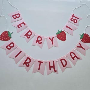 Strawberry First Birthday Banner: Berry One Banner