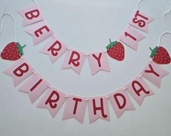 Strawberry First Birthday Banner: Berry One Banner
