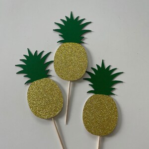 Pineapple cupcake toppers, Tropical cupcake toppers, Pineapple toppers, Pineapple party decorations, Tropical party decorations, set of 12