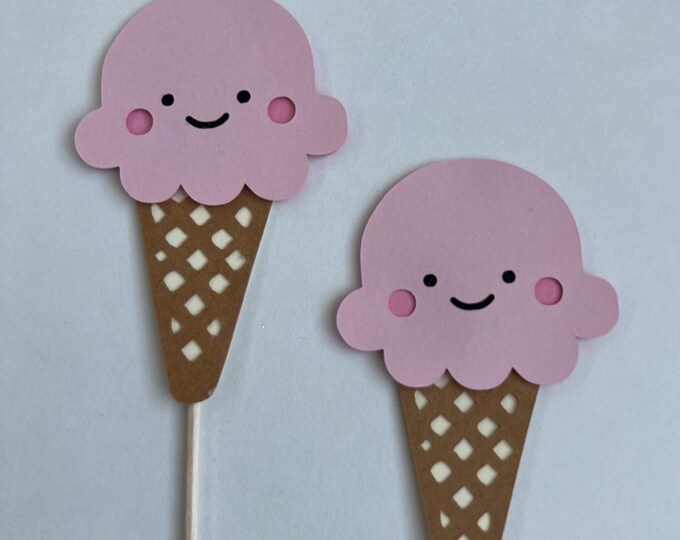 Two sweet cupcake toppers, ice cream cupcake toppers, sweet one toppers, set of 12