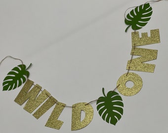 Jungle banner, Wild one banner, leaf banner, jungle custom Banner, safari banner, safari birthday banner, Wild banner, Forest banner,