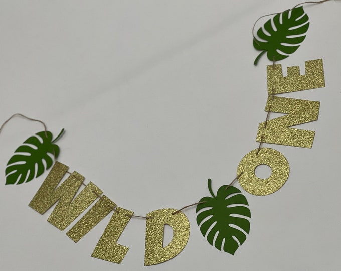 Jungle banner, Wild one banner, leaf banner, jungle custom Banner, safari banner, safari birthday banner, Wild banner, Forest banner,