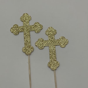 Cross cupcake toppers, Baptism Cupcake toppers, Christening cupcake toppers, God bless cupcake toppers, Bless you cupcake toppers,12 toppers