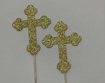 Cross cupcake toppers, Baptism Cupcake toppers, Christening cupcake toppers, God bless cupcake toppers, Bless you cupcake toppers,12 toppers
