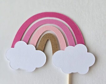 Rainbow cupcake toppers, rainbow toppers, rainbow cake toppers, rainbow birthday supplies, rainbow party supplies, set of 12