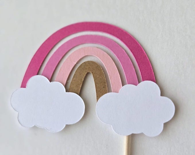 Rainbow cupcake toppers, rainbow toppers, rainbow cake toppers, rainbow birthday supplies, rainbow party supplies, set of 12