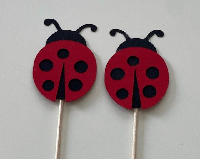 lady bug cake toppers, Bug cake topper, Lady bug toppers, lady bug party decorations, lady bug confetti, lady bug dye cut, lady bug birthday