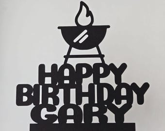 Grill Master Birthday Cake Topper: Custom Color BBQ Party Decor