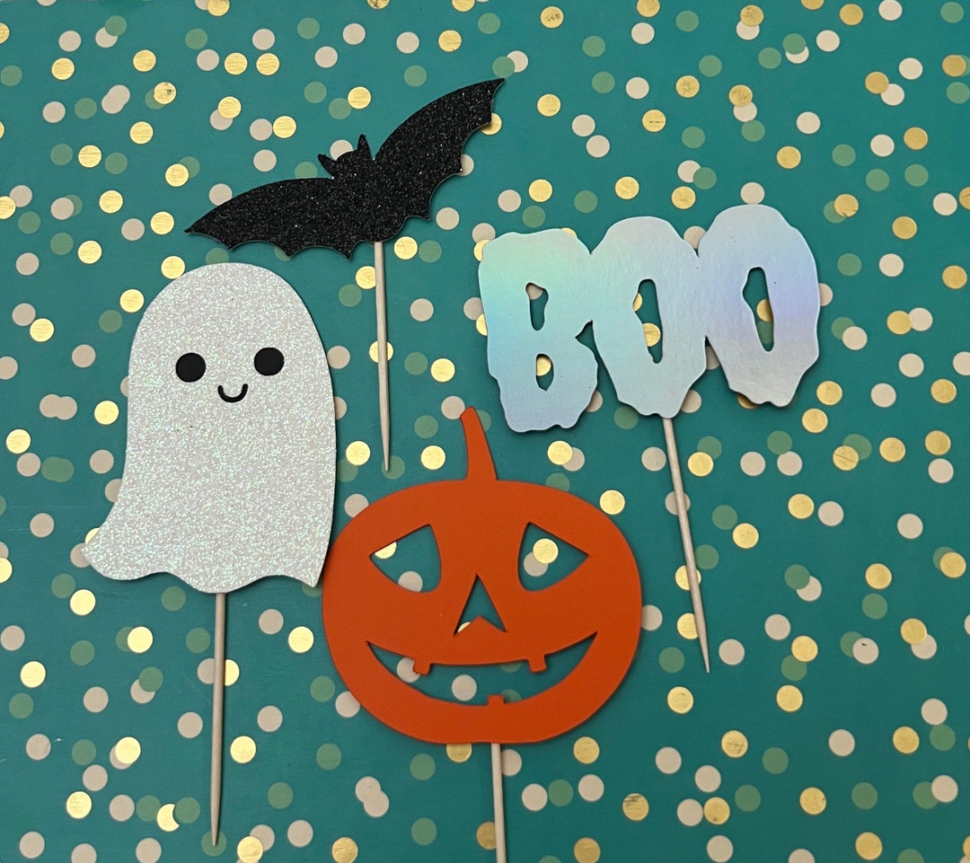 Halloween Cupcake Toppers Booday Cupcake Toppers Ghost Etsy