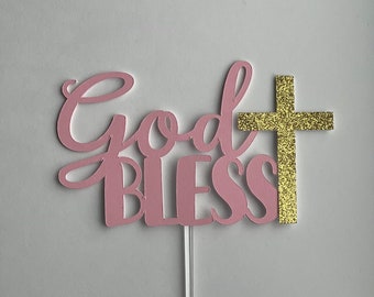God Bless Cake Topper: Christening, Baptism Celebration