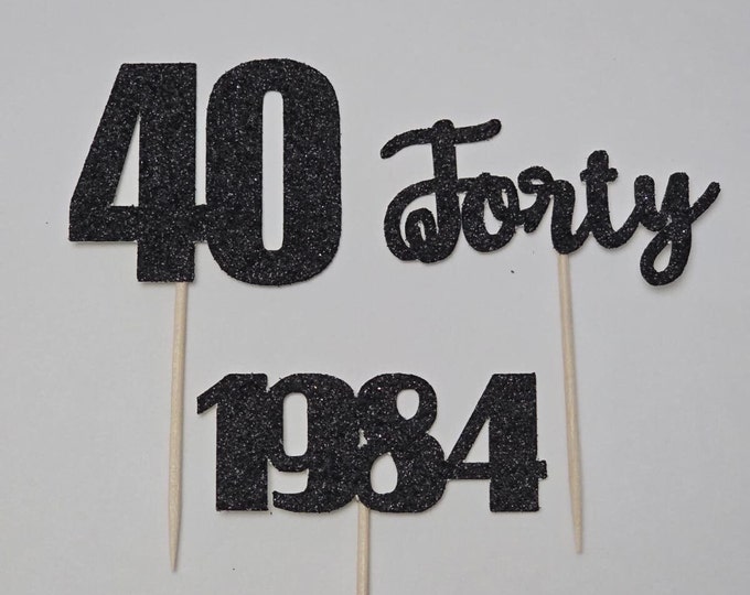 Im 40 cupcake toppers, Im Forty cupcake toppers, hello 40 cupcake cupcake toppers, 40th cupcake toppers, 1983 cupcake toppers, set of 12
