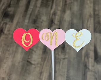 Valentines First Birthday Cake Topper: Cupid Heart Theme