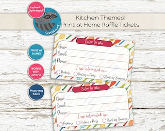 Raffle Ticket Printable, Kitchen Theme