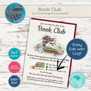 Book Club Invite & Custom Bookmark Combo