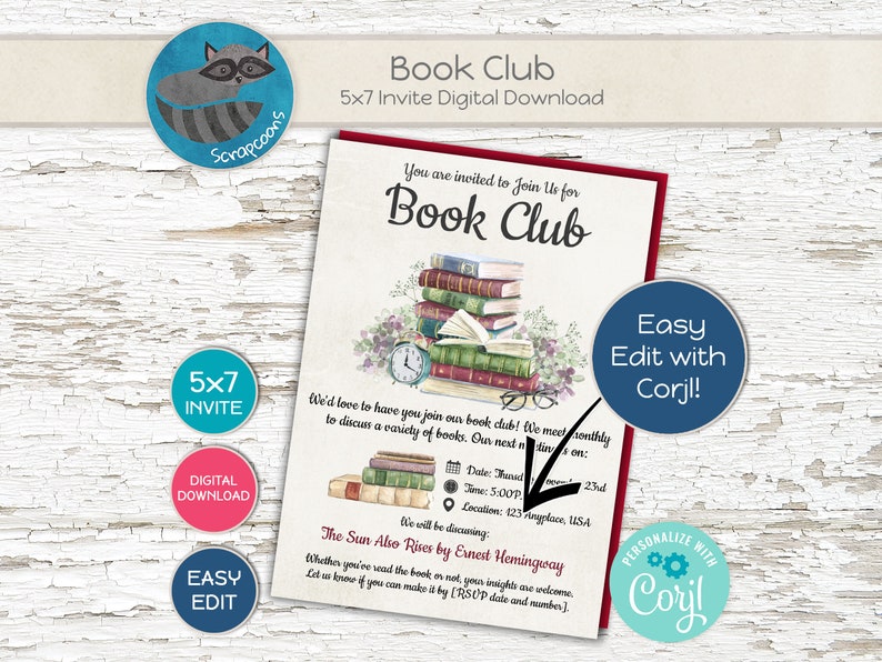 Book Club Invite & Custom Bookmark Combo