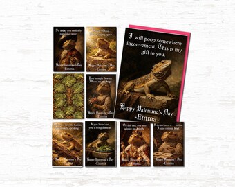 Tarjetas de San Valentín con diseño de dragón barbudo, arte de tanque de estilo barroco / Descarga de Corjl