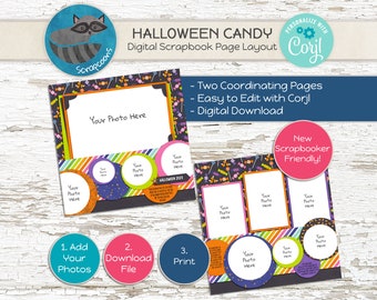 Zombie Halloween Digital Scrapbook Page – 12x12 Printable Spooky Layout ...