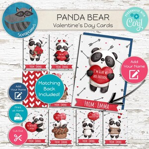 Panda-Valentinstagskarten - Druck zu Hause Digitaler Download, Anpassen mit Corjl