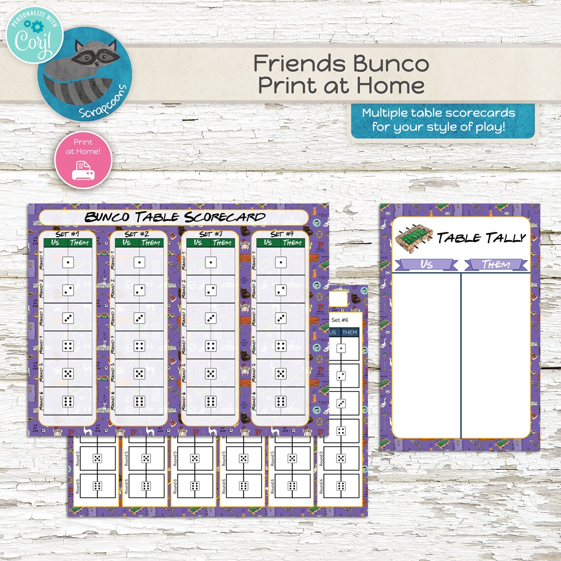 Friends TV Show Inspired Bunco Kit Customize and Print at Home Digital