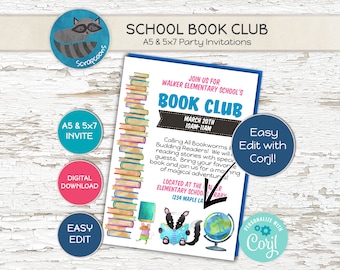 Kids Book Club Invitation – Editable Reading Party Invite