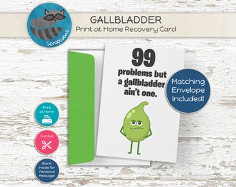 Gallbladder Surgery, Card and Envelope Printable