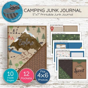 Camping Junk Journal Kit - Printable Scrapbook Ephemera for Outdoor Adventure