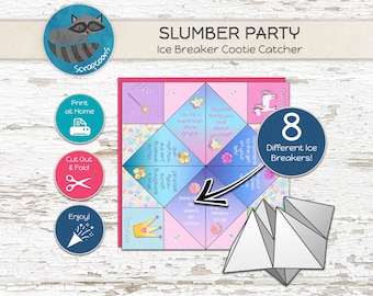 Slumber Party Cootie Catcher Printable - Fun Sleepover Game for Kids & Tweens