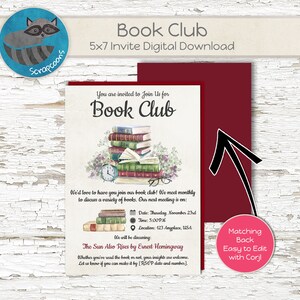 Book Club Invite & Custom Bookmark Combo
