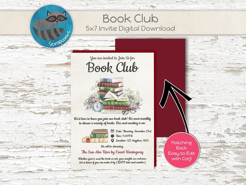 Book Club Invite & Custom Bookmark Combo