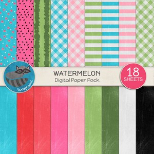 Papel digital con diseño de sandía dulce: 18 patrones únicos