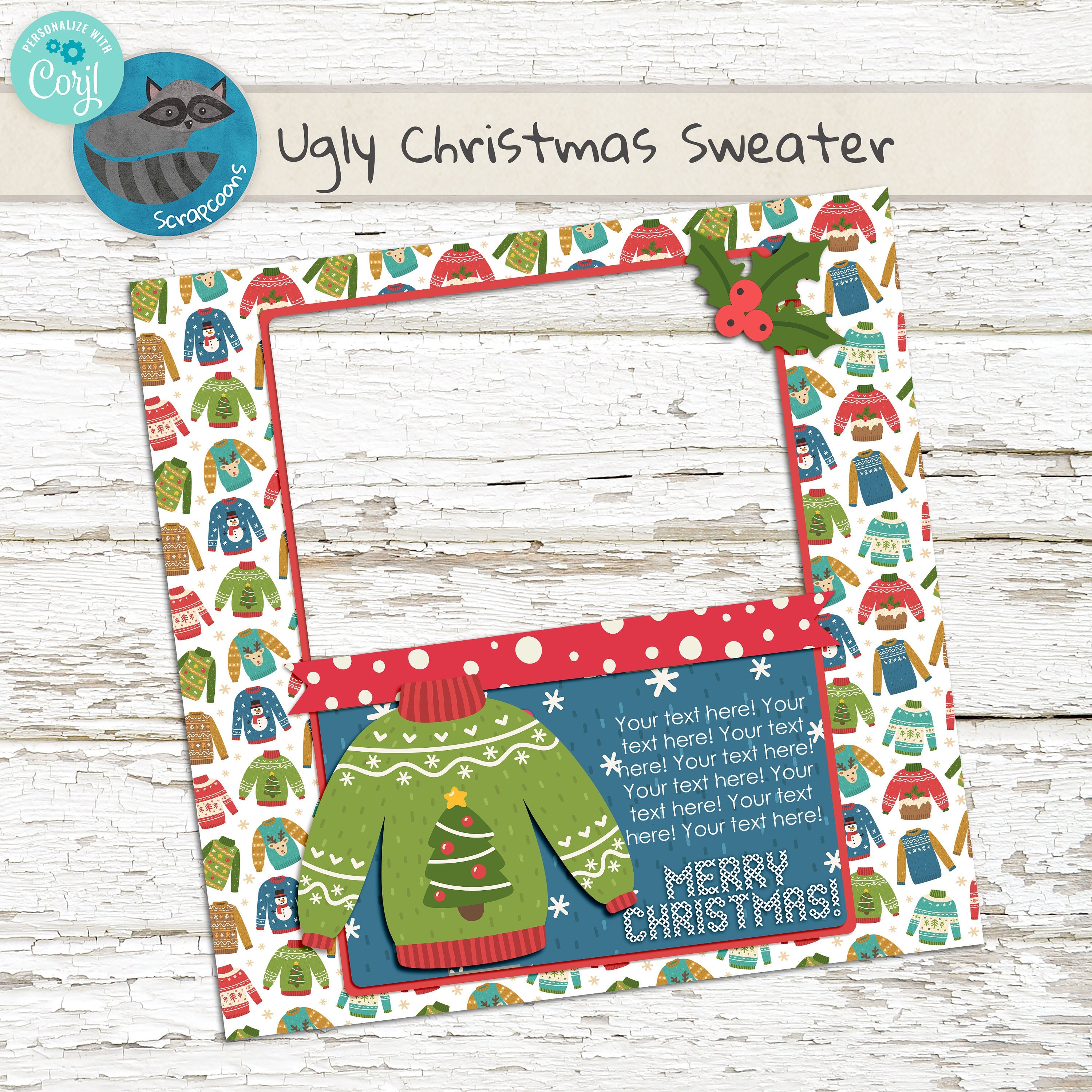 Ugly Christmas Sweater clipart digital printable clip art holiday digital scrapbook planner stickers commercial use M444