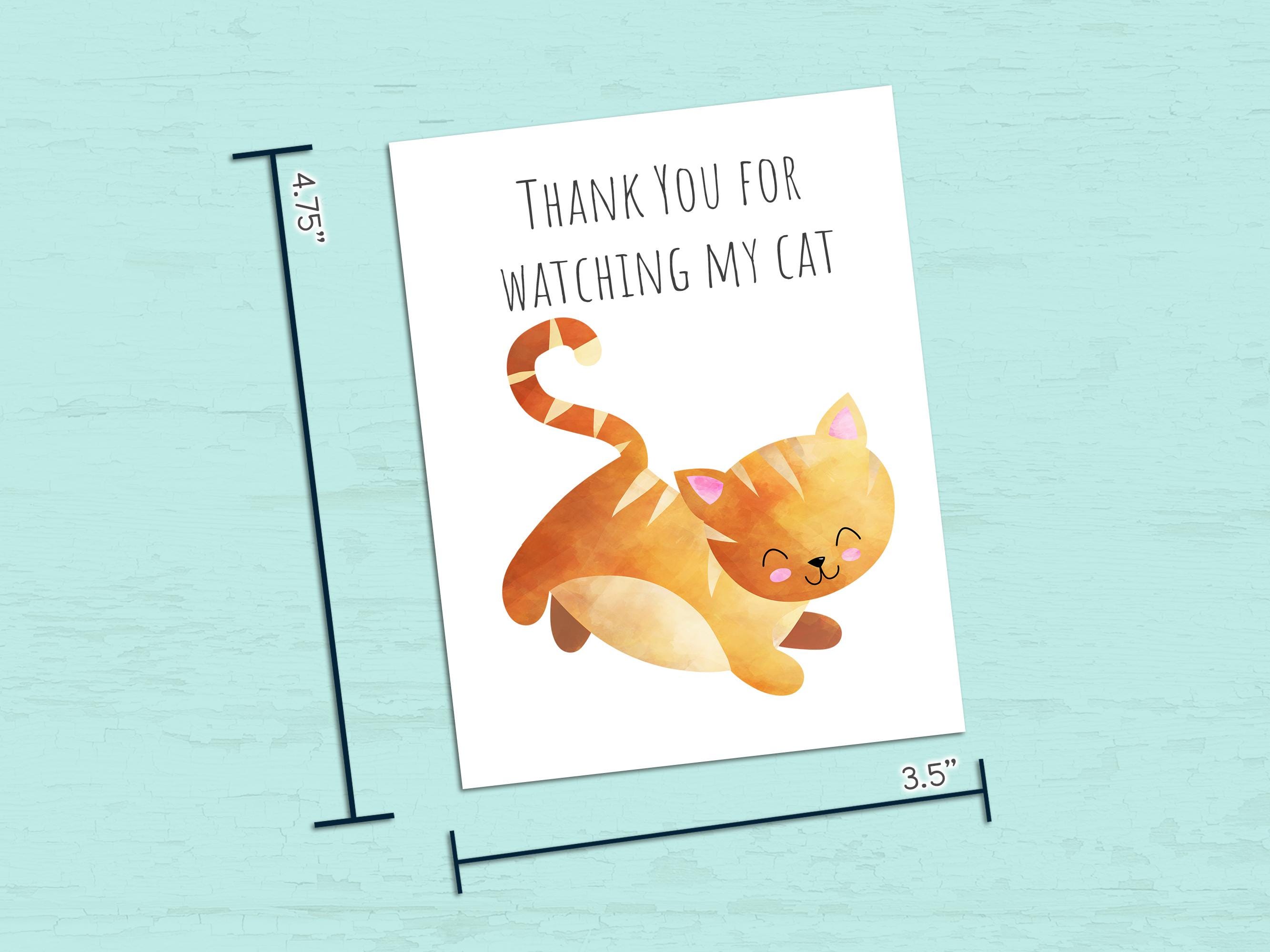 Cat Sitter Thank You Card Printable – Pet Sitter Gift, Instant Download ...