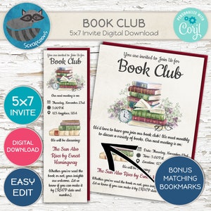Book Club Invite & Custom Bookmark Combo
