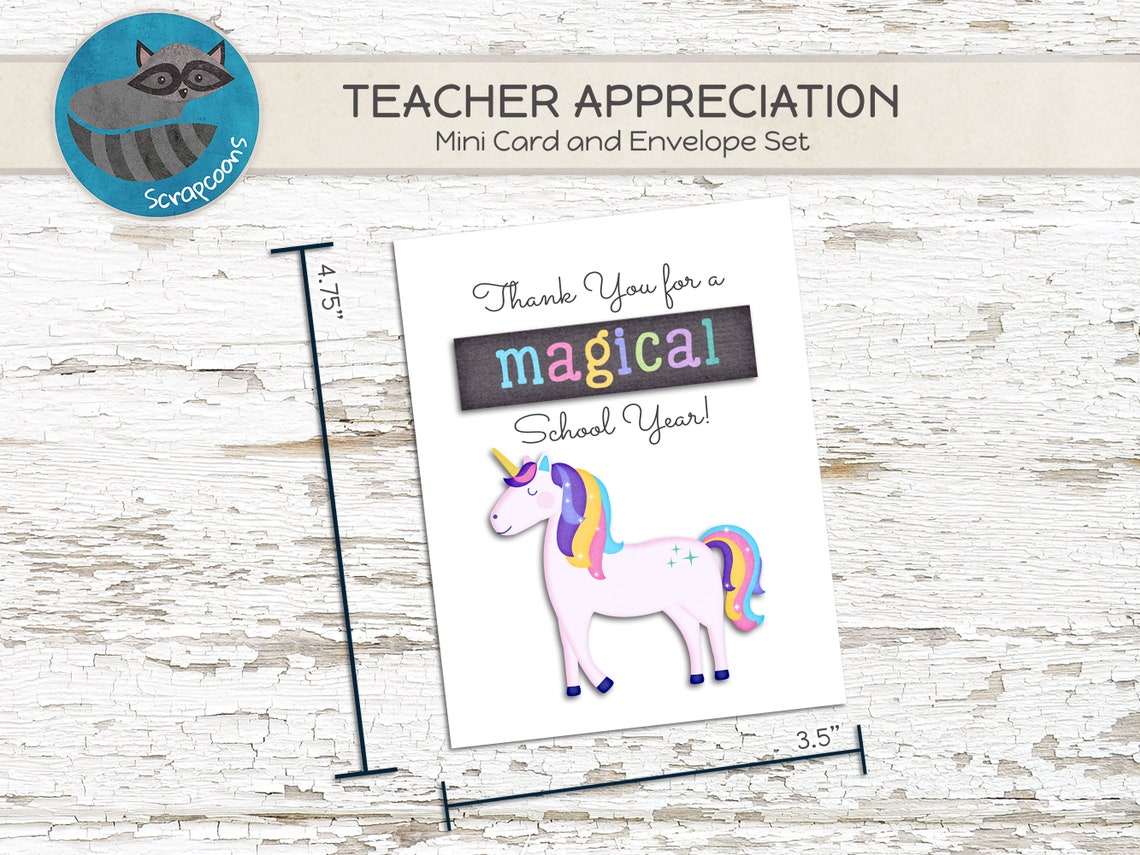 Card With Envelope Teacher Appreciation Printable Magical School Year ...