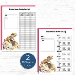 Crested Gecko Pet Care Log | Weekly & Monthly Reptile Tracker Printables