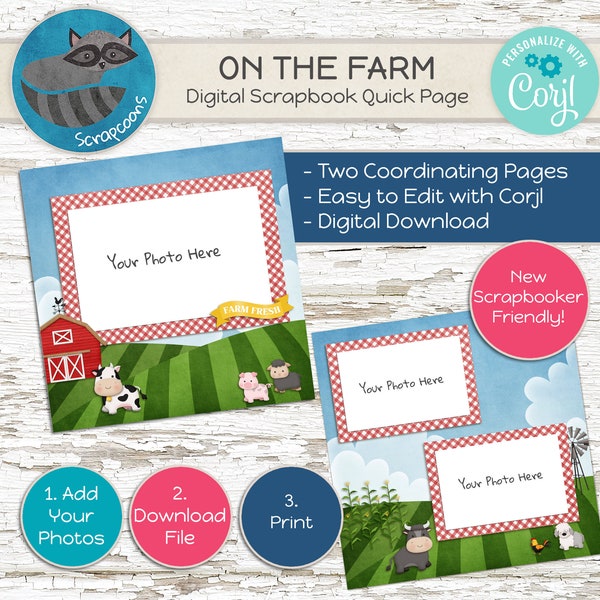 Farm Digital Scrapbook Quick Page - Pre-Made Layout