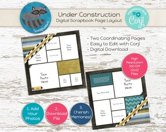 Construction 12x12 Digital Scrapbook Page