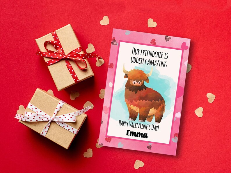 Highland Cow Valentine Cards - Kids' Digital Download for Class Parties ...