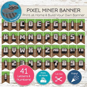 Birthday Banner 8-bit Miner, Perfect for Birthdays and any Occasion