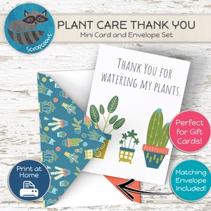 Bedankt dat je My Plants water hebt gegeven kaart met envelop